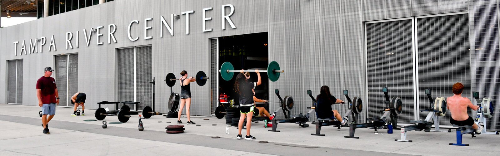 Members of the Hillsborough High School Rowing Club go through a strength training session at the Tampa River Center located along the west bank of the Hillsborough River at Julian B. Lane Riverfront Park.