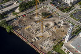 An aerial view of the former site of The Tampa Tribune.