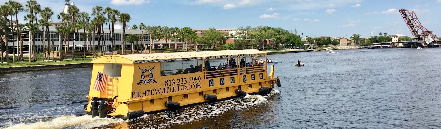 Pirate Taxi makes 15 stops along Tampa Riverwalk in the Channel District, Harbour Island, and Davis Islands.