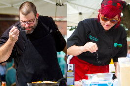 Chef Chad McColgm and Chef Lori Staczewicz battle it out during the first annual Chef-Off. James Bra