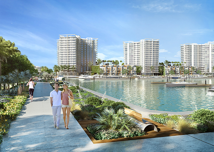 Boardwalk rendering of the new Westshore Marina District.