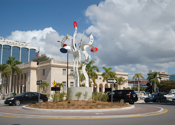 Downtown Sarasota's second piece of roundabout art, "Bravo!," was selected from over 160 proposals.
