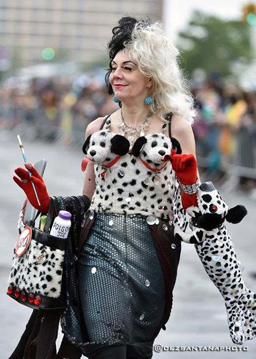 Janna Kennedy-Hyten, a member of AEHK, dressed as Cruella de Vil from 101 Dalmations.