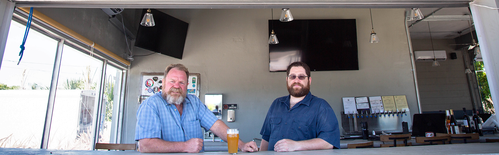 Howard Shirley and Aaron Barth at Clearwater Brewing Company, set to open this Saturday.