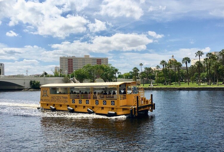 Water taxi provides easy transportation along the Hillsborough River through downtown Tampa.