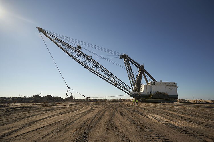 A dragline mines for phosphate.