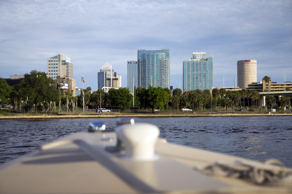 View of Downtown Tampa from eBOATS TAMPA. 