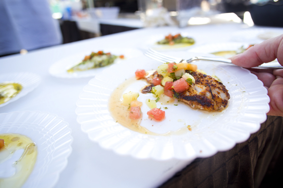 Blackened lionfish with fruit salsa prepared by TradeWinds Beach Resort chefs. 