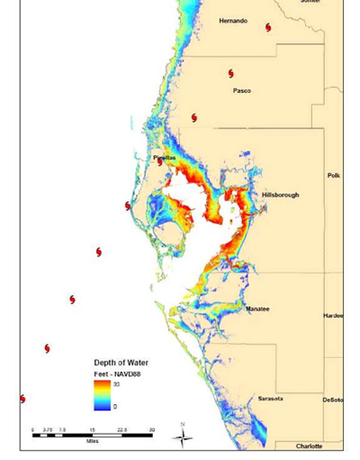 Region Map With Storm Surge Flood Depths figure from the Phoenix Project. 