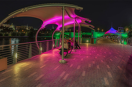 Nighttime provides a special experience on The Tampa Riverwalk.