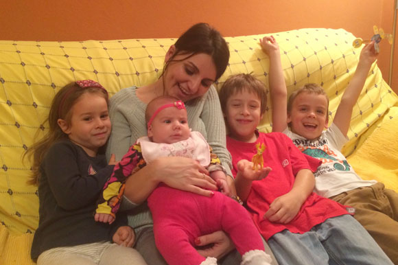Karolak spends time with her nieces and nephews during a 2015 trip to Serbia.