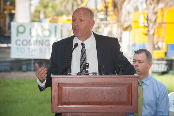 Ken Stoltenberg made remarks before a ceremonial groundbreaking of Channel Club and a downtown Publix on East Madison Street Friday (10/21/16) morning in Channelside.