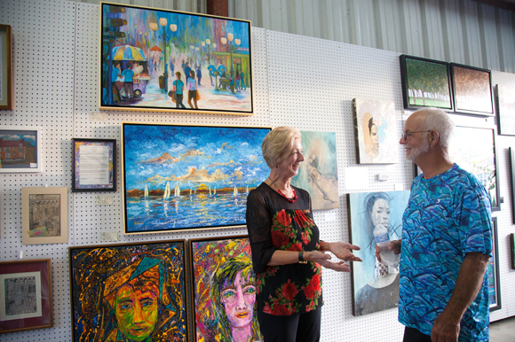 Artist Katra Peck and her husband Robert at the Arts XChange during the Second Saturday Art Walk.