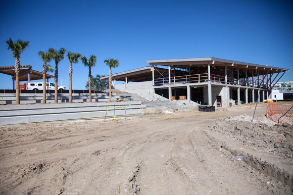 Stadium steps and boat storage are a few amenities at the future River Center.