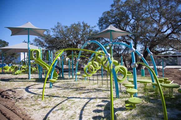 A modern playground underway at Julian B. Lane Riverfront Park in West Tampa.