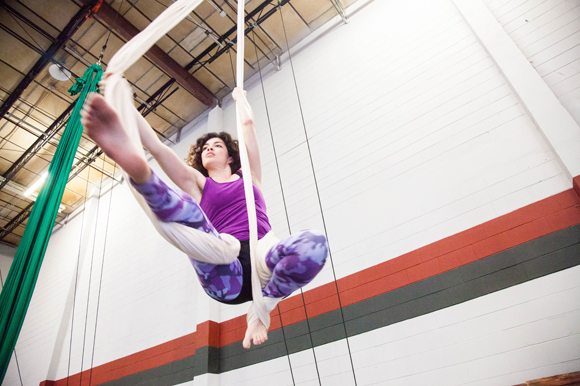 Mikah Cuevas rehearses aerial yoga at The Keep Yoga and Circus Arts in Ybor. 