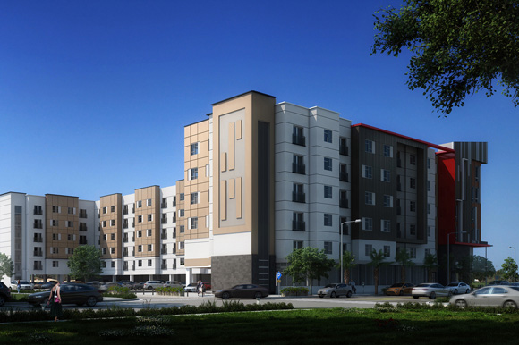 An artist rendering of the Renaissance, a senior living facility at the West River in West Tampa. 