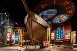 The centerpiece of the History Center's new gallery is a replica of an 18th century sloop.