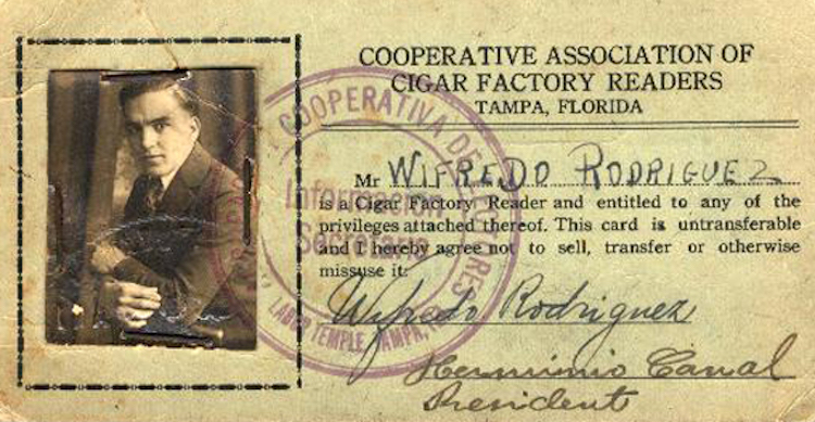 Lector ID Card of James Lopez's grandfather, Wilfredo Rodríguez.