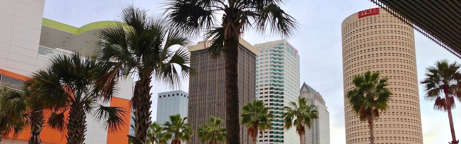 Downtown Tampa as seen from the The Tampa Riverwalk at Curtis Hixon Park.