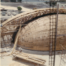 The library auditorium while under construction in 1966