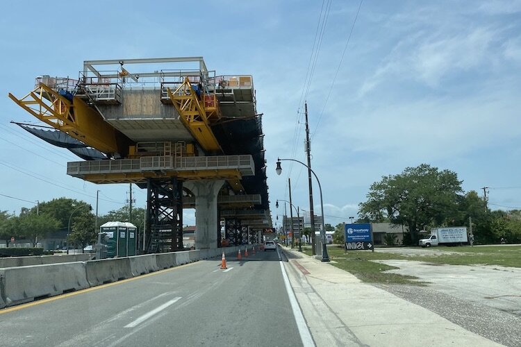 Construction continues on the Gandy Boulevard overpass designed to provide a quick exit for Pinellas County in the event of a hurricane.