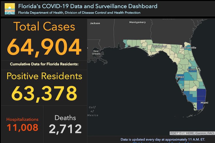 Florida COVID-19 cases as of June 8, 2020.
