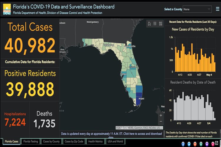 Florida COVID-19 cases as of May 11, 2020