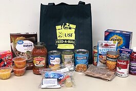 Sample contents of Feed-A-Bull bags for hungry students.