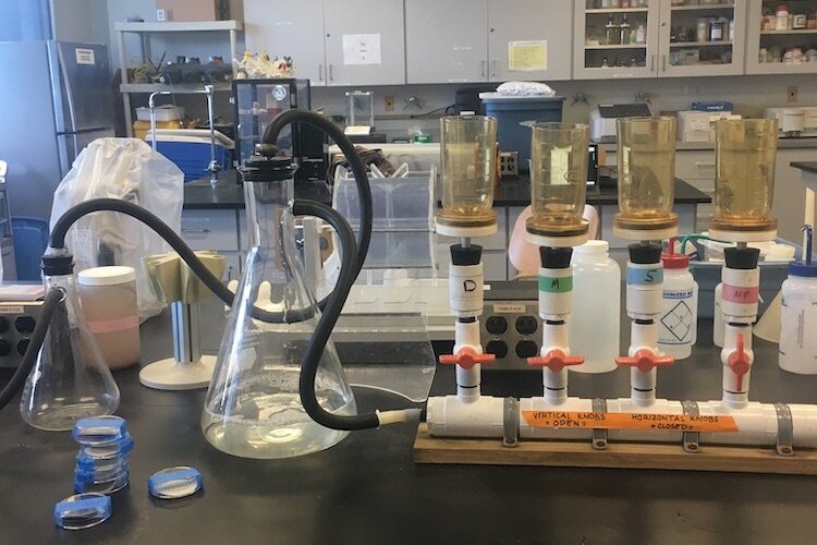 The lab used to analyze microplastics found in Tampa Bay.