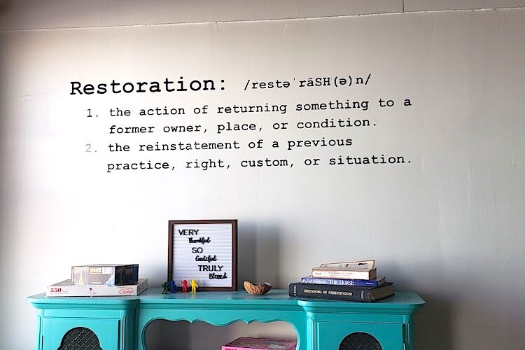 Restoration Cafe doubles as a Christian place of worship on Sunday mornings.