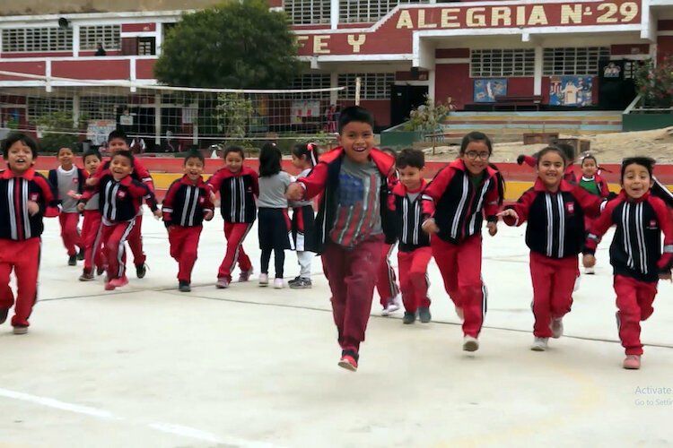 Students at a school in Peru that will be participating in the TKIBA education curriculum.