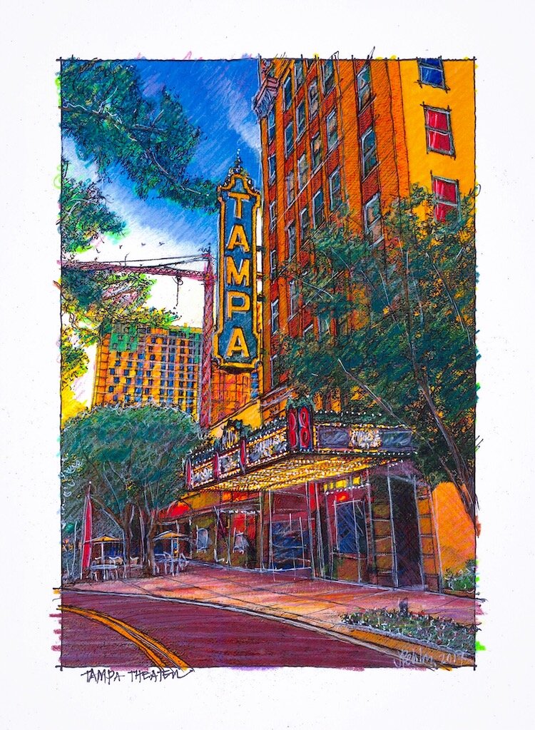 Tampa Theatre sketch by John Pehling.