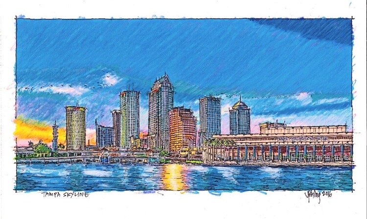 Tampa skyline sketch by John Pehling.