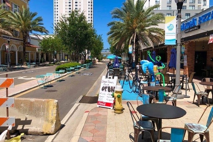 A few blocks of Cleveland Street in downtown Clearwater close to enable restaurants to reopen with more outdoor tables.