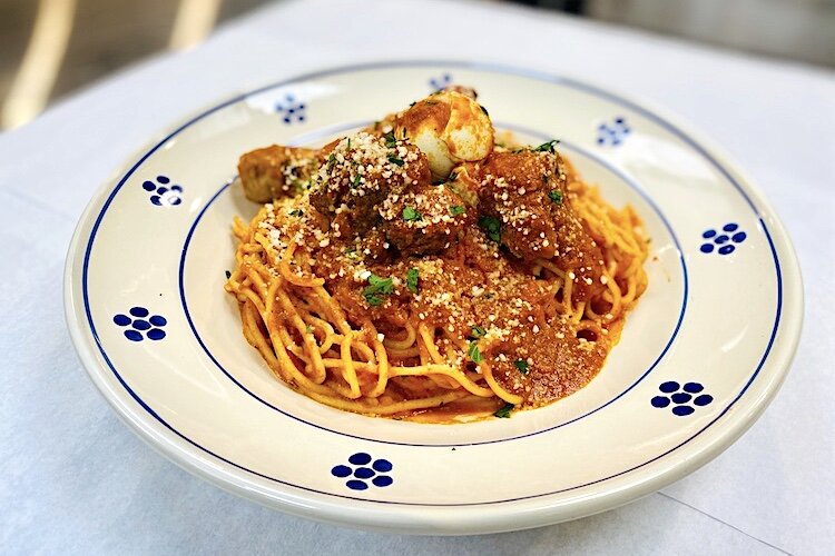 A signature dish at Casa Santo Stefano: Spaghetti Nana Maria, inspired by Richard Gonzmart's boyhood memories.