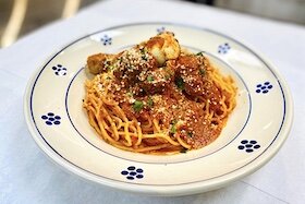 Signature dish Spaghetti Nana Maria at Casa Santo Stefano in Ybor City.
