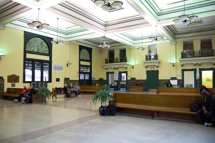 The spacious lobby area at Tampa Union Station was designed in 1912 when trains were a primary mode of transportation.