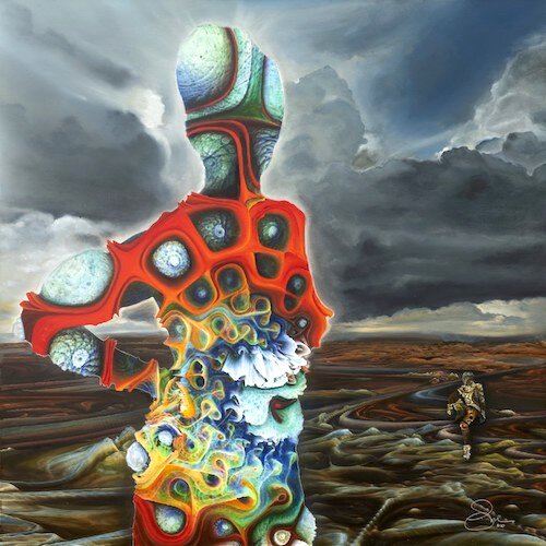 One of Louis Markoya’s traditional oil paintings, “The Virus,” which will be on display at the Leepa-Rattner Museum along with his awe-inspiring 3D lenticular works.