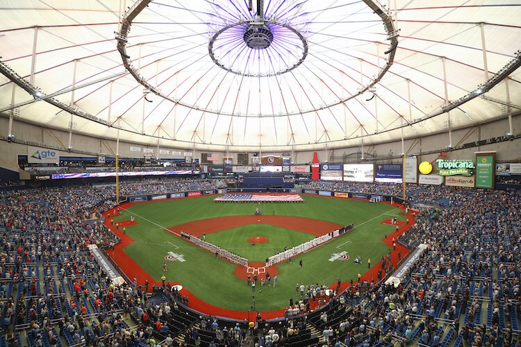 The Rays' lease at Tropicana Field expires in 2027. This image shows opening day in 2019, a rare sold-out game.