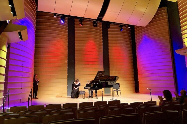 A 200-seat, acoustically tuned theater on the ground floor of the new Ferman Center for the Arts at UT gives students space to perform in front of an audience.
