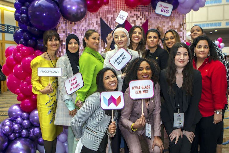 Members of "200 MWWC'' (Muslim Women Who Care) pose for a photo.