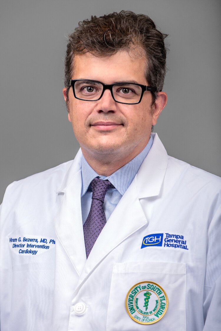 Dr. Hiram Bezerra, the section chief of interventional cardiology at the USF Health Morsani College of Medicine and director of the Interventional Cardiology Center of Excellence at the TGH Heart & Vascular Institute.