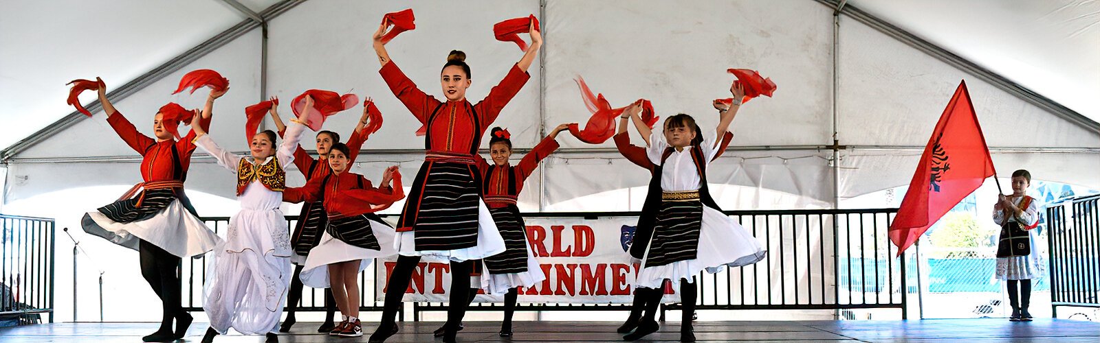 The Albanian culture is proudly represented on stage with one of their dances.