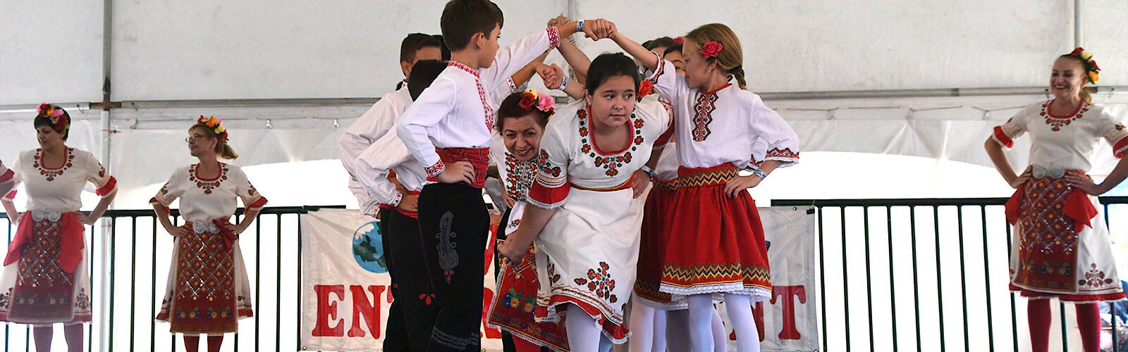 The Bulgarian folk group Sharenitsa performs at the International Folk Fair.