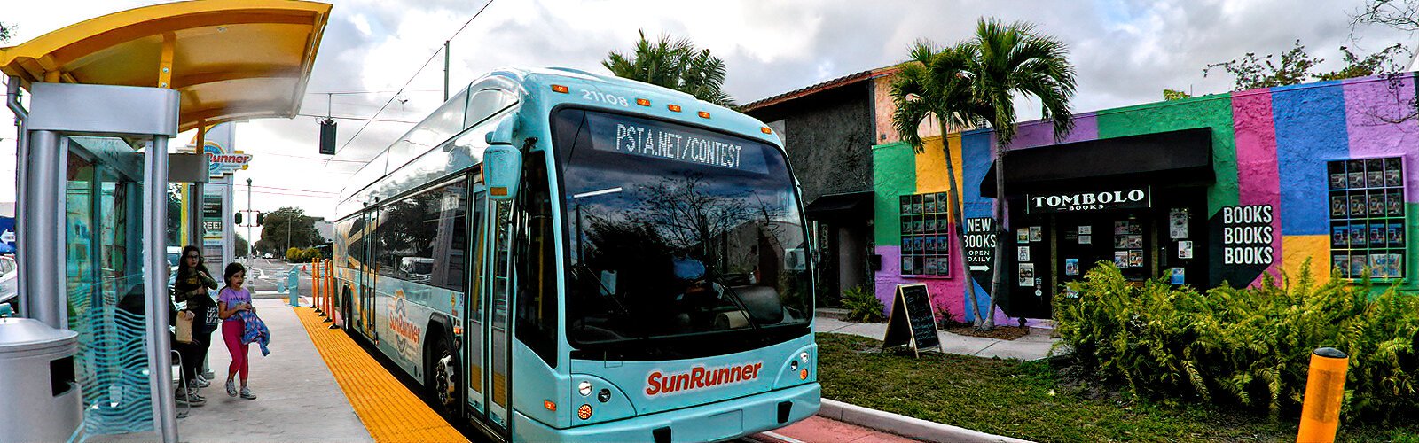 The SunRunner, Pinellas Suncoast Transit Authority’s bus rapid transit service, cruises in its own lane past traffic in the Grand Central District. It is an easy way to get from beach to ‘Burg and anywhere in between, with free rides until  November.