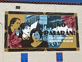 Tampa artist Michelle Sawyer's mural on East Seventh Avenue commemorates Ybor City's 1937 antifascist  women's march.