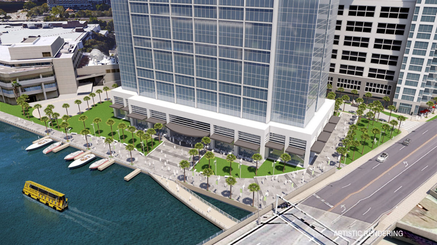 Lafayette Place would also expand the Tampa Riverwalk to the west bank of the Hillsborough River.