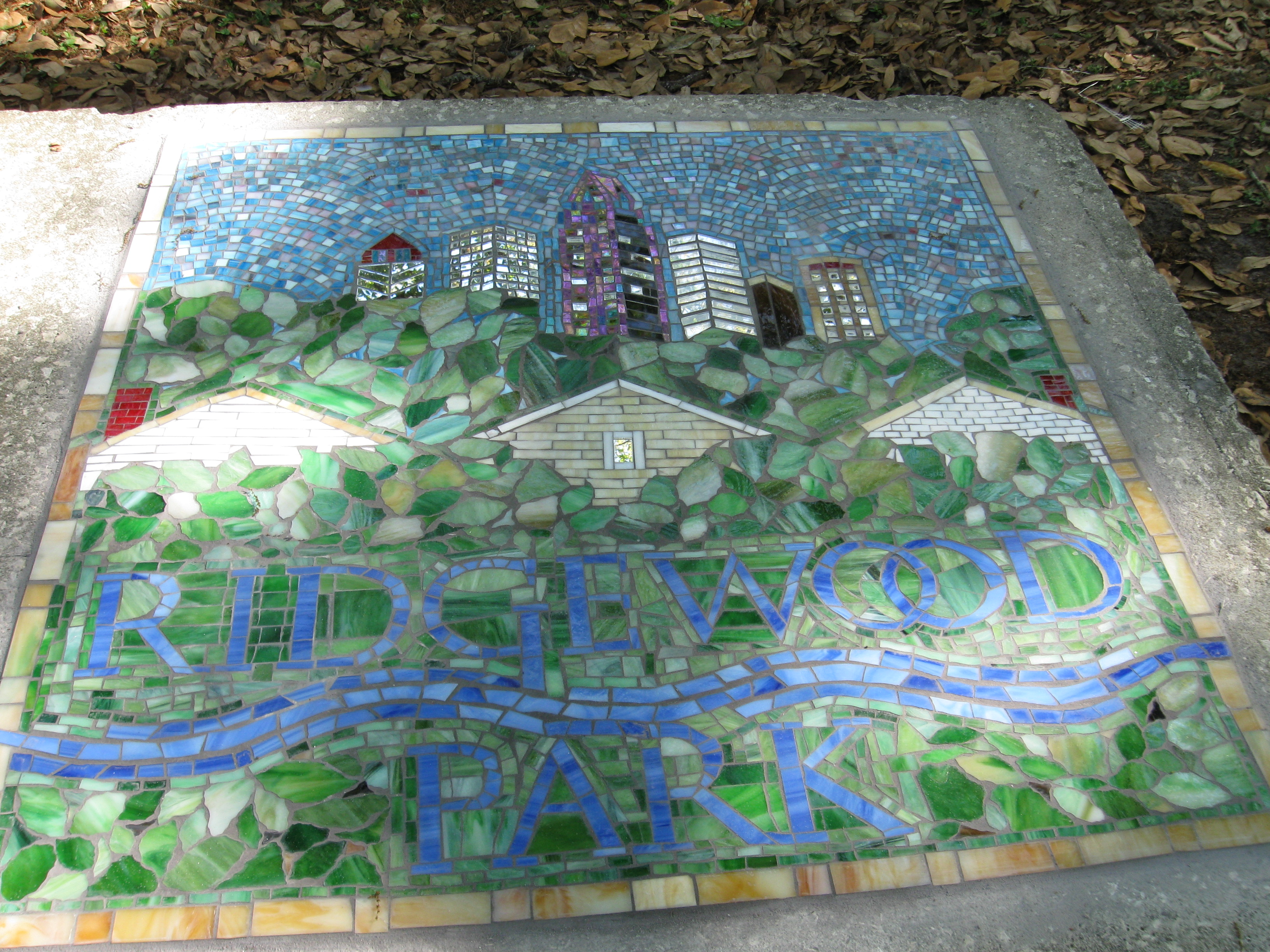 Angie Cannata created this glass mosaic of Ridgewood Park's logo.