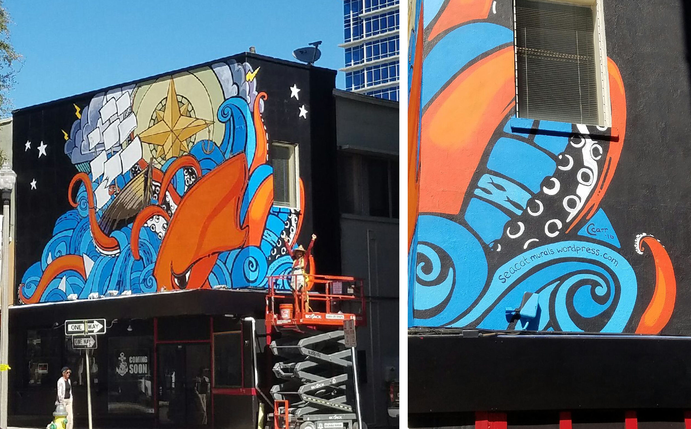 Seacat Murals created the artwork on the outside of The Galley, a new restaurant opening in December in St. Pete.